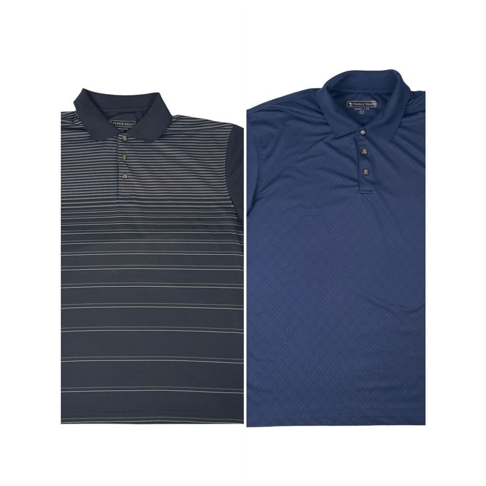 Pebble Beach Performance Golf Polo Men XL Striped Quick Dry Lot Of 2
